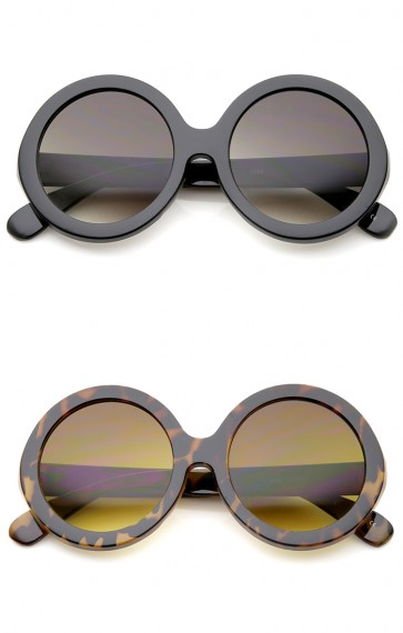 Retro Chunky Frame Tinted Lens Oversize Round Sunglasses 53mm