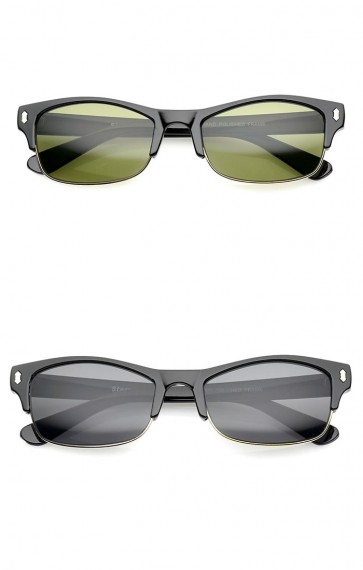 Classic Horn Rimmed Rectangle Lens Half Frame Sunglasses 53mm