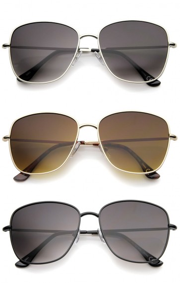 Contemporary Modern Fashion Full Metal Slim Temple Square Sunglasses 57mm