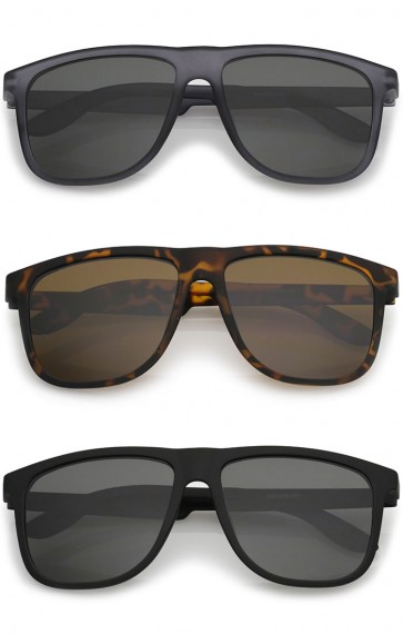 Lifestyle Rubberized Matte Finish Flat Top Square Sunglasses 55mm