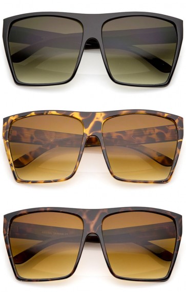 Oversize High Sitting Wide Temples Gradient Lens Square Sunglasses 65mm