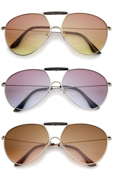 Modern Brow Bar Slim Temple Metal Frame Gradient Colored Lens Aviator Sunglasses 62mm