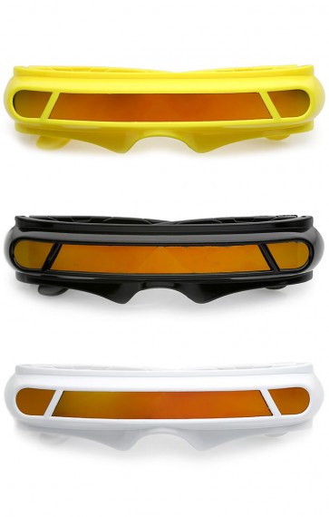Futuristic Cyclops Shield Colored Mirror Mono Lens Wrap Sunglasses 147mm