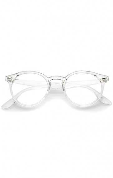 Classic Translucent Horn Rimmed Clear Lens P3 Round Eyeglasses 49mm