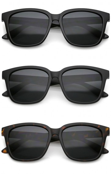 Large Wide Arms Square Lens Horn Rimmed Sunglasses 57mm