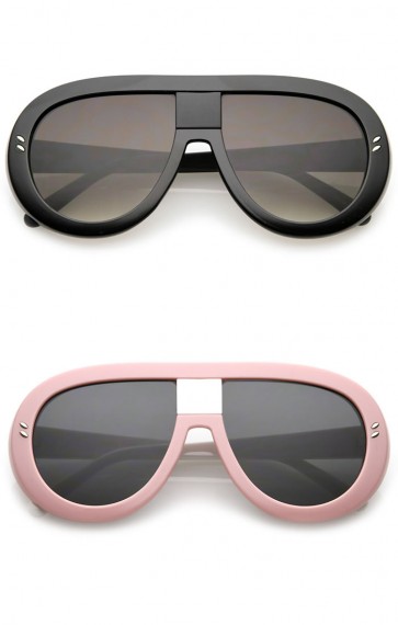 Oversize Chunky Teardrop Shape Flat Lens Aviator Sunglasses 58mm