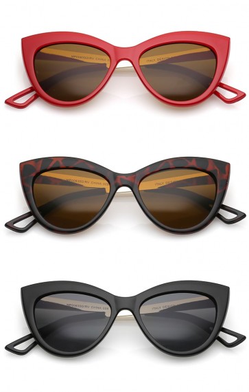 Women's Bold 50s Fashion Metal Arms Oval Cat Eye Sunglasses 51mm