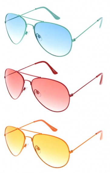 Retro Mono Tonal Avaitors Wholesale Sunglasses