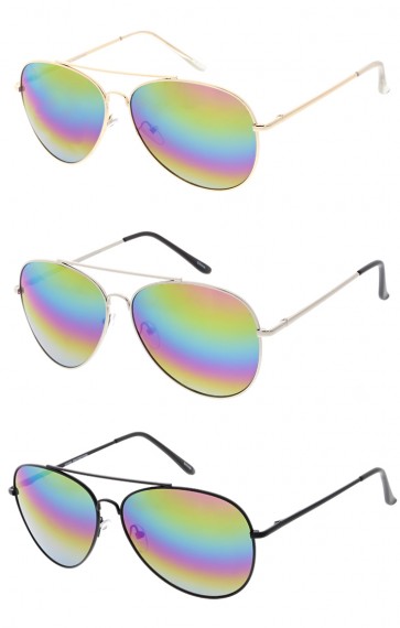 Oversize Aviator Metal Mirror Lens Wholesale Sunglasses