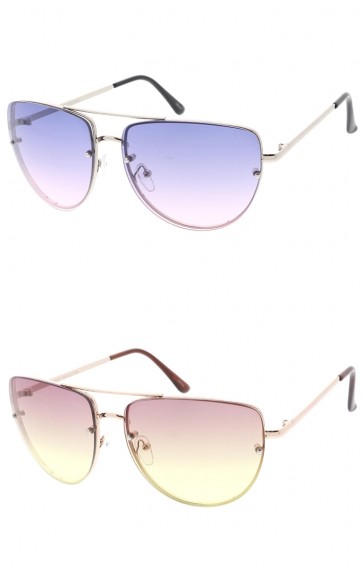 Oversize Metal Aviator Color Tinted Gradient Lens Wholesale Sunglasses