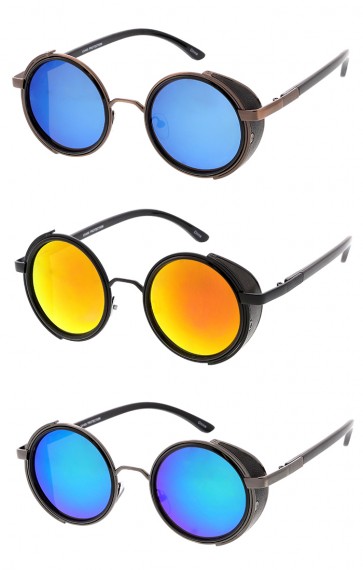 Vintage Inspired Round Mirror Lens Metal Steampunk Wholesale Sunglasses