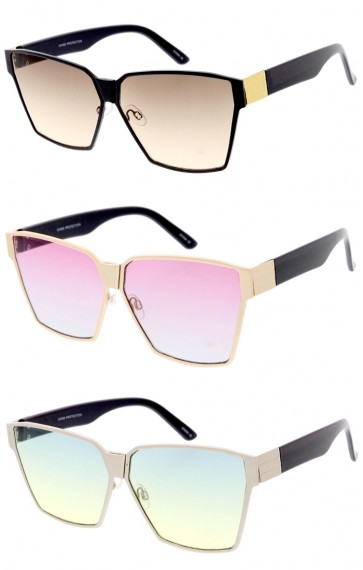 Thick Gradient Colored Lens Two-Tone Frame Oversize Square Wholesale Sunglasses 54mm