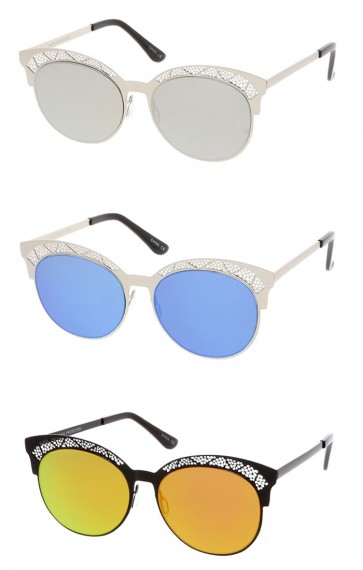 Half Round Mirror Frame Cat Eye Wholesale Sunglasses