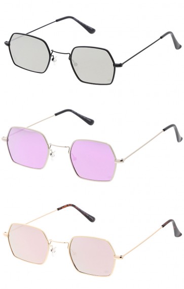 Premium Retro Geometric Octagon Mirrored Color Lens Wholesale Sunglasses