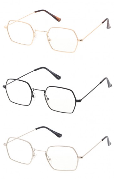 Premium Retro Geometric Octagon Blue Light Filter Clear Lens Wholesale Sunglasses