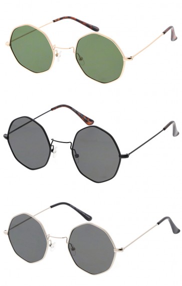 Retro Geometric Octagon Dapper Flat Lens Wholesale Sunglasses
