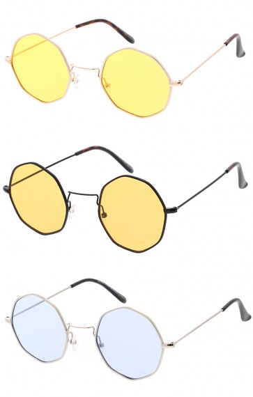 Retro Geometric Octagon Dapper Color Lens Wholesale Sunglasses