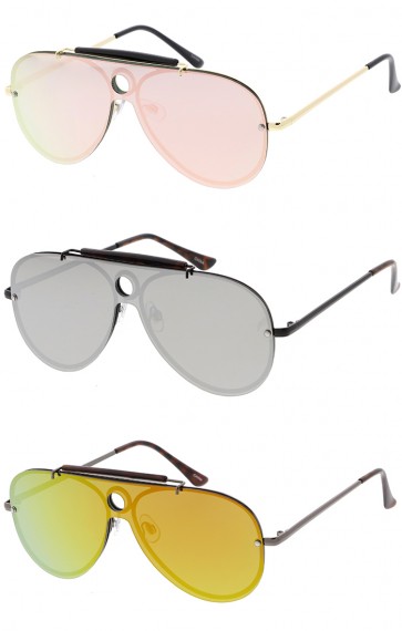 Aviator Color Mirrored Lens Wholesale Sunglasses