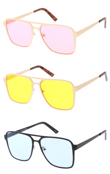 Modern Retro Flat Top Colored Lens Wholesale Sunglasses