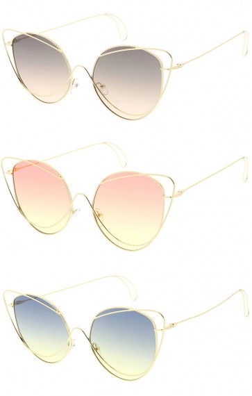 Women's Oversize Butterfly Shape Color Lens Wholesale Sunglasses