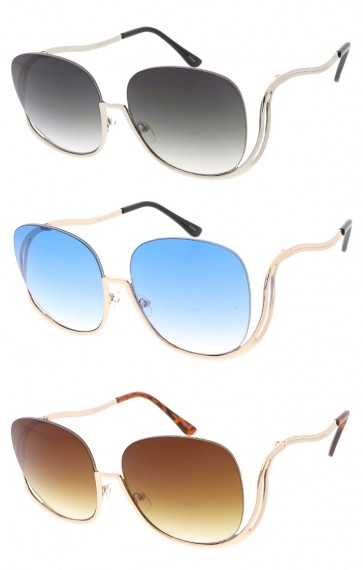 Oversized Half Frame Color Lens Womens Wholesale Sunglasses