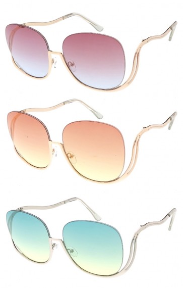 Oversized Half Frame Gradient Color Lens Womens Wholesale Sunglasses