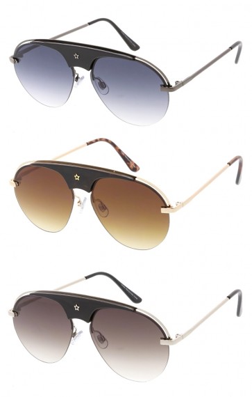 Half Frame Star Aviator Wholesale Sunglasses