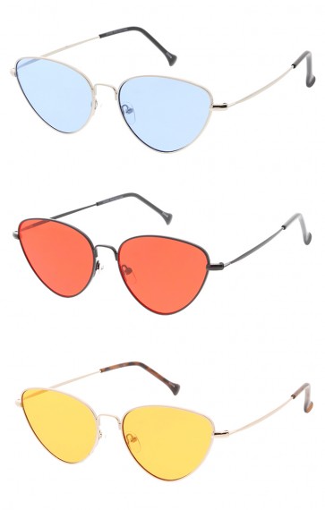 Thin Metal Frame Cat eye Color Lens Wholesales Glasses