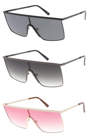 Flat Top Metal Square Shield Wholesale Sunglasses