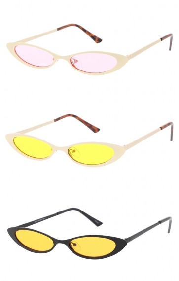 Small Oval Cat Eye Frame Color Tinted Lens Wholesale Sunglasses