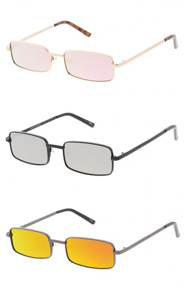 Thin Metal Rectangle Mirror Lens Wholesale Sunglasses