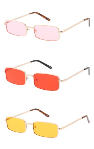 Thin Metal Rectangle Color Lens Wholesale Sunglasses