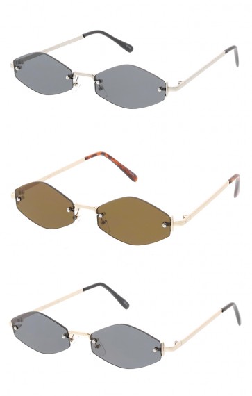 Thin Rimless Octagon Lens Wholesale Sunglasses