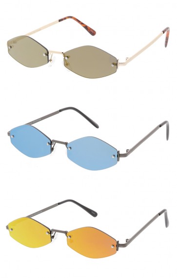 Thin Rimless Octagon Mirror Lens Wholesale Sunglasses