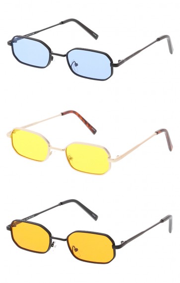 Thin Metal Rounded Rectangle Color Lens Wholesale Sunglasses