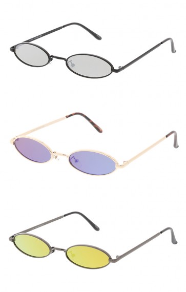 Thin Metal Oval Mirror Wholesale Sunglasses