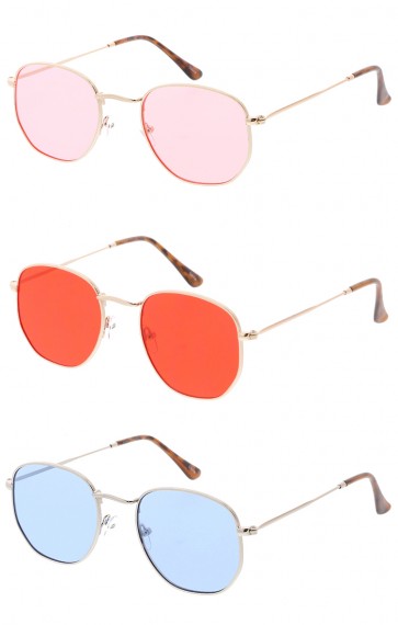 Thin Metal Rounded Square Color Lens Wholesale Sunglasses