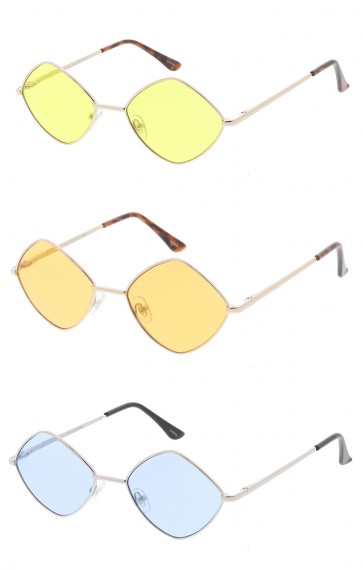 Premium Retro 1990's Fashion Small Diamond Shape Color Lens Unisex Wholesale Sunglasses