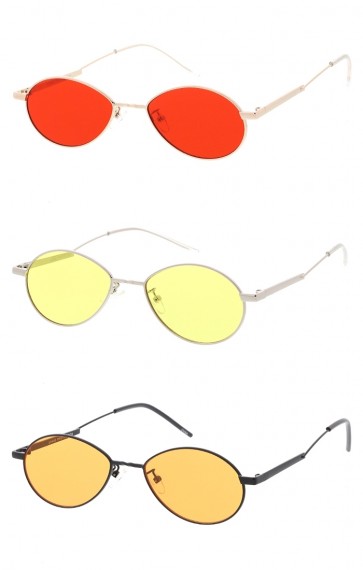 Thin Wire Frame Oval Color Lens Wholesale Sunglasses
