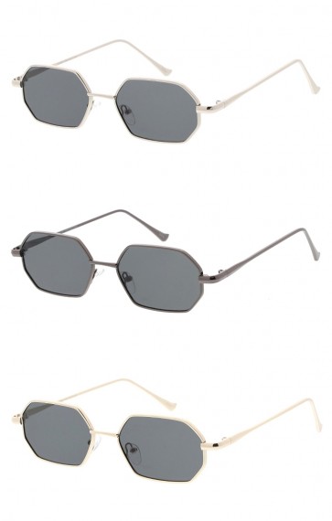 Small Metal Geometric Neutral Colored Lens Wholesale Sunglasses