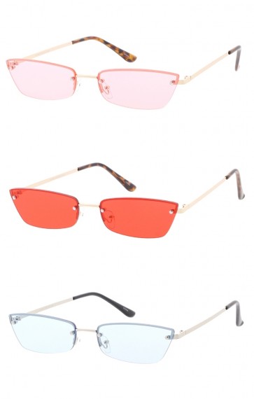 Small Frameless Cateye Color Lens Wholesale Sunglasses