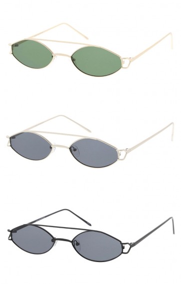 Small Metal Crossbar Oval Neutral Colored Lens Wholesale Sunglasses