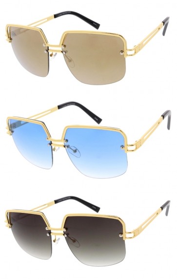 Semi-Rimless Square Metal Wholesale Sunglasses
