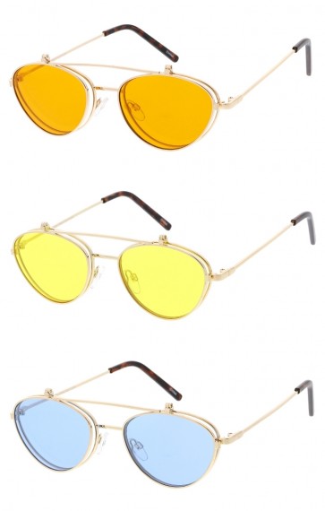 Retro Round Flip Up Color Lens Wholesale Sunglasses