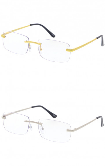 Retro Small Rimless Metal Frame Blue Light Clear Lens Wholesale Glasses 54mm