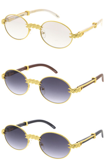 Exquisite Gold Metal Tone Wholesale Round Sunglasses 53mm