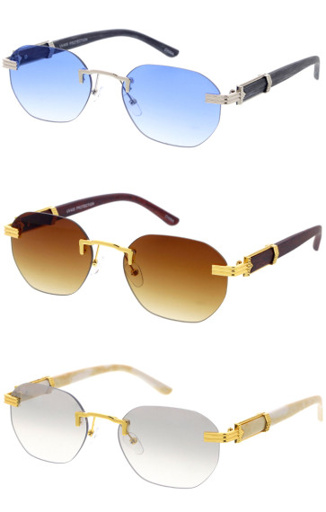 Luxe Wholesale Rimless Metal Geometric Sunglasses 56mm