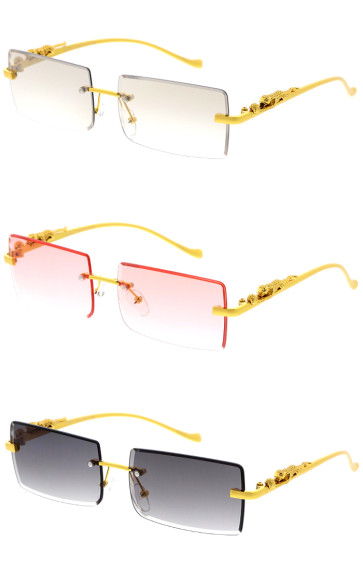 Feline Accent Luxe Square Frame Wholesale Sunglasses 58mm