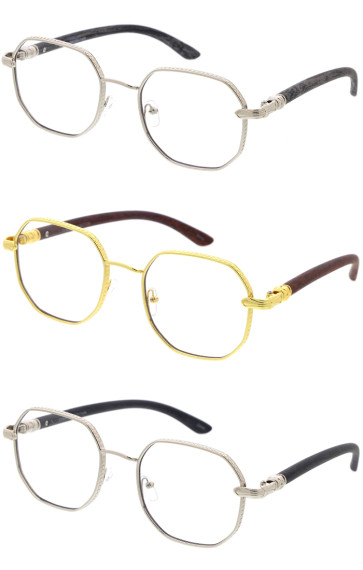 Blue Light Metal Neutral Round Geometric Clear Lens Glasses 55mm