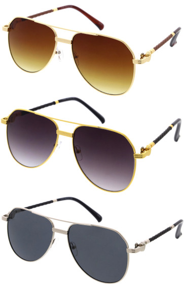 Sleek Metal Crossbar Teardrop Aviator Wholesale Sunglasses 58mm